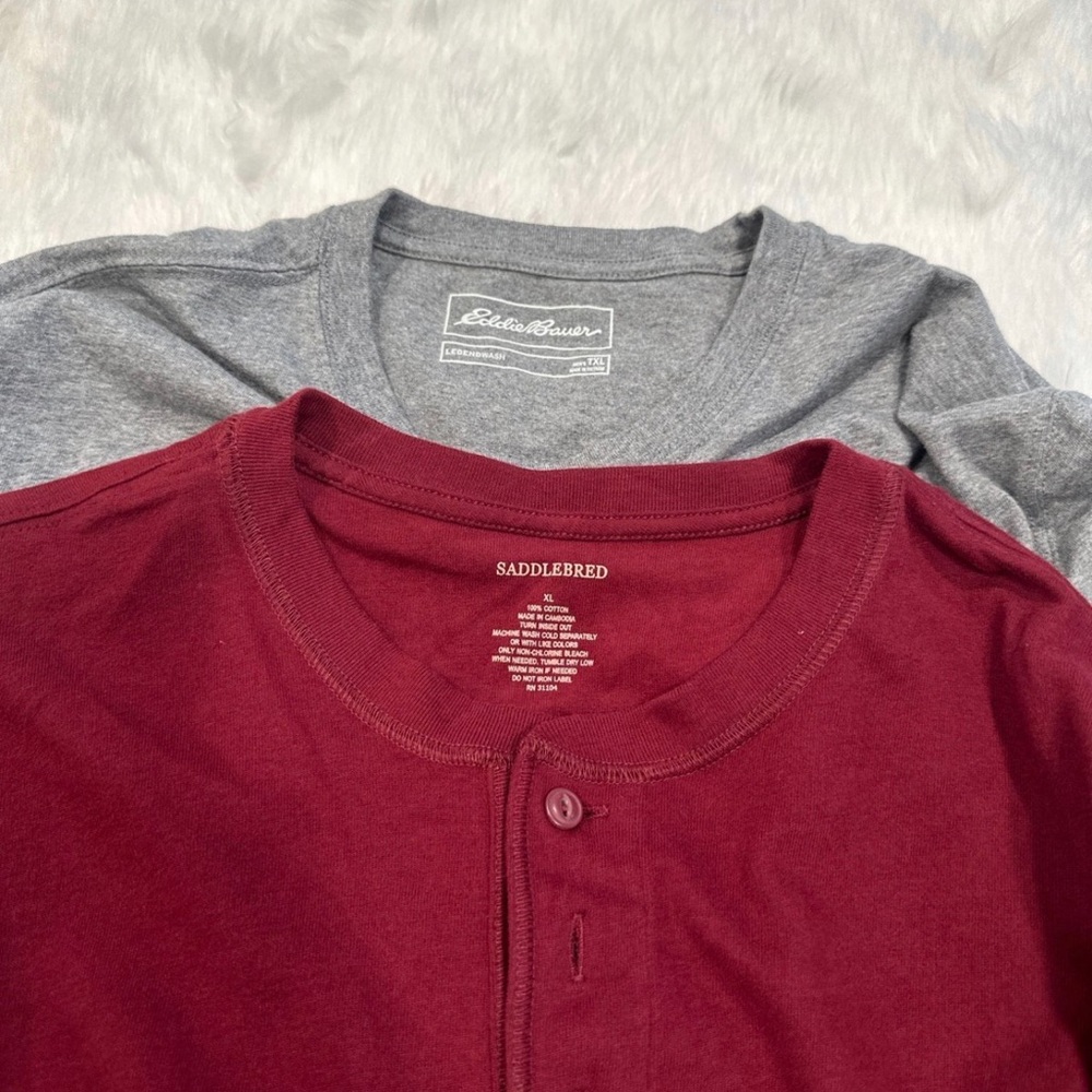 eddie bauer & saddlebred, 2-t shirt long sleeve size XL